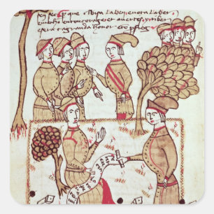 Pegatina Cuadrada Topógrafo con sus trabajadores