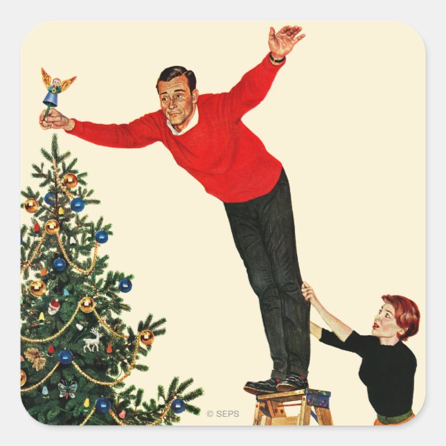 Pegatina Cuadrada Topping the Tree (Anverso)