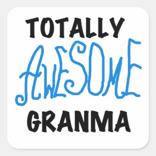 Pegatina Cuadrada Toques de remera azul granma totalmente asombrosos