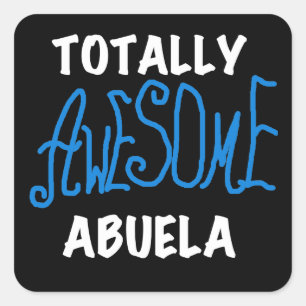 Pegatina Cuadrada Toques y regalos azul de Abuela totalmente asombro