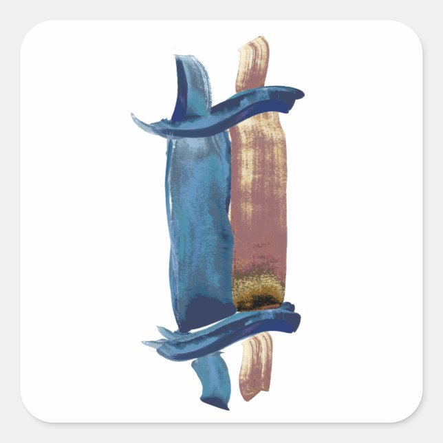 Pegatina Cuadrada Torá de color del agua (Anverso)