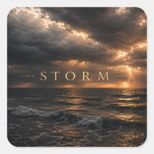 Pegatina Cuadrada Tormenta - Aguas Profundas