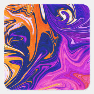 Pegatina Cuadrada Tormenta de colores Mejor pintura colorida abstr