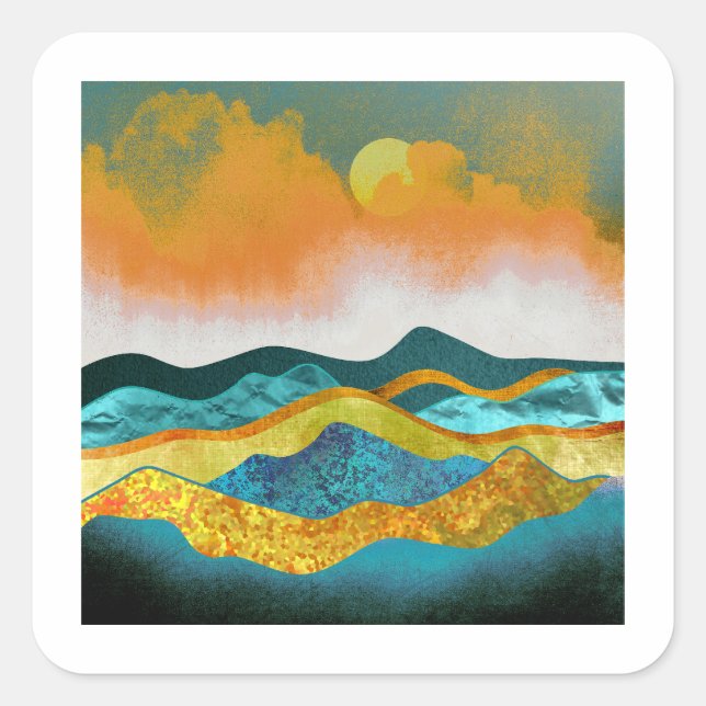 Pegatina Cuadrada Tormenta de lluvia (Anverso)