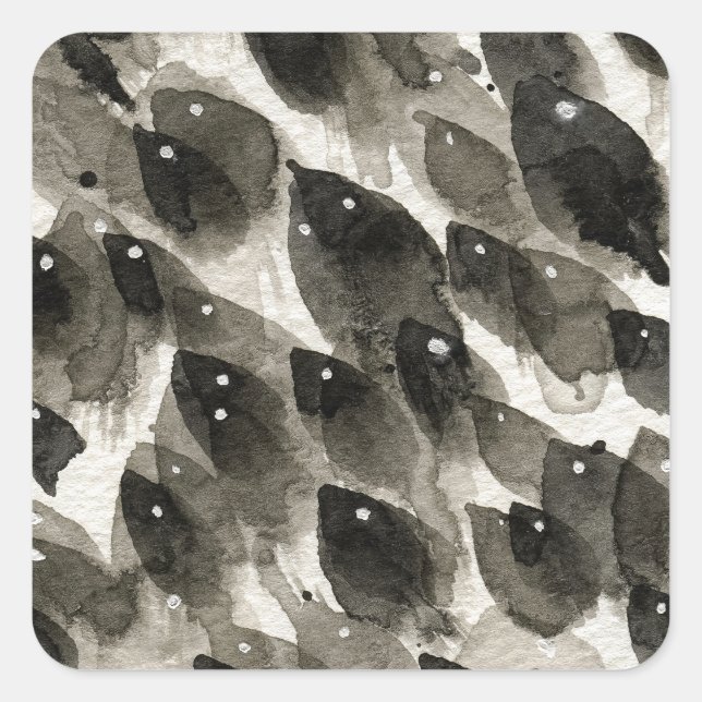 Pegatina Cuadrada Tormenta de peces (Anverso)