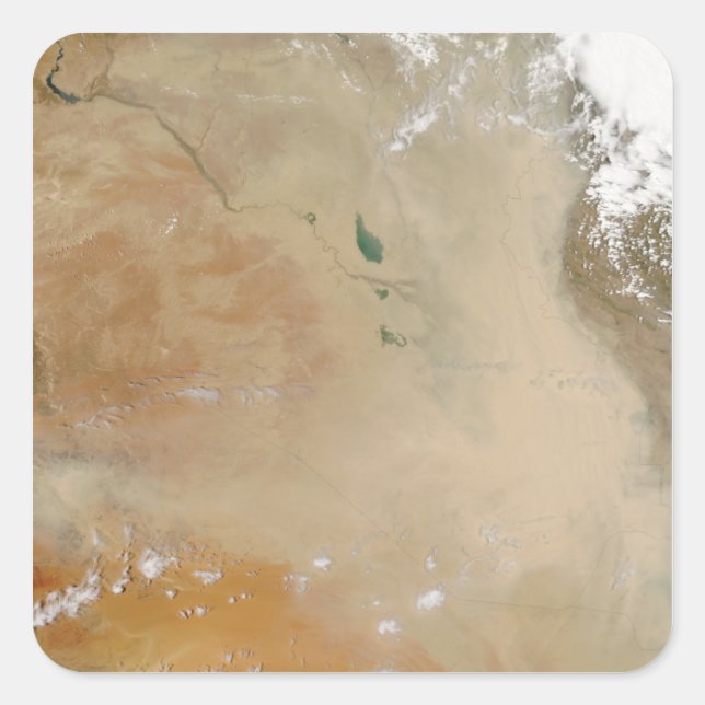 Pegatina Cuadrada Tormenta de polvo en el Medio Oriente (Anverso)