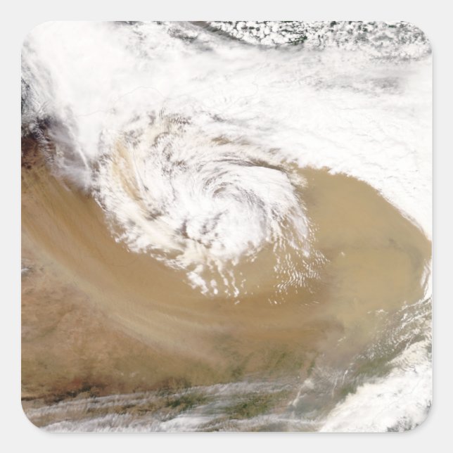 Pegatina Cuadrada Tormenta de polvo en el norte de China 2 (Anverso)