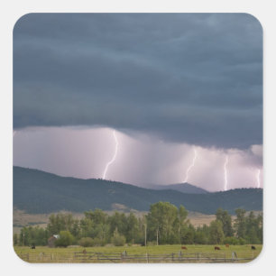 Pegatina Cuadrada Tormenta produjo relámpagos en el Jocko