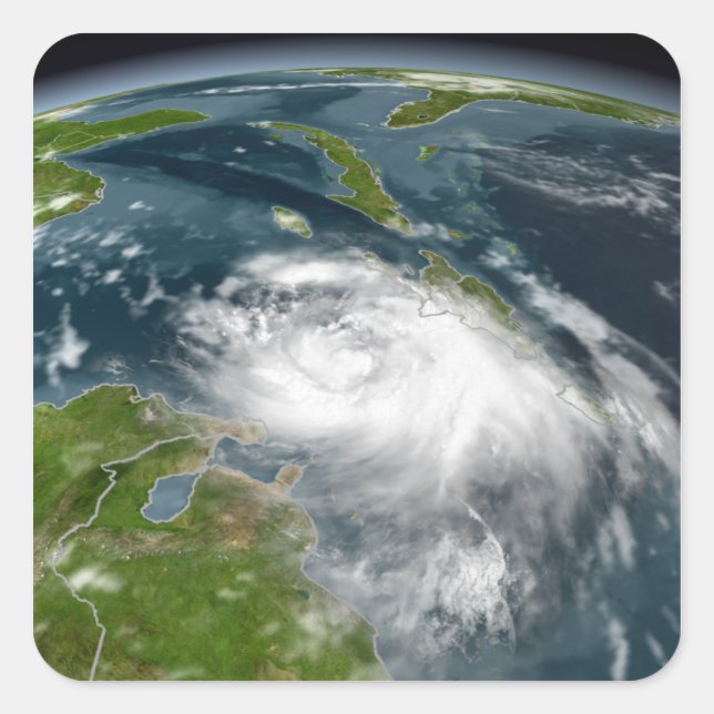 Pegatina Cuadrada Tormenta tropical Dennis (Anverso)