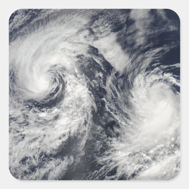 Pegatina Cuadrada Tormentas tropicales Boris y Cristina (Anverso)