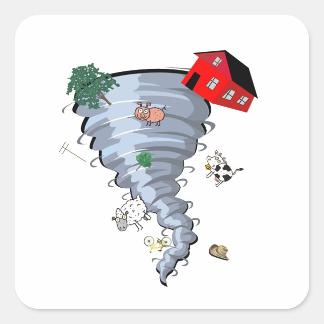 Pegatina Cuadrada Tornado (Anverso)