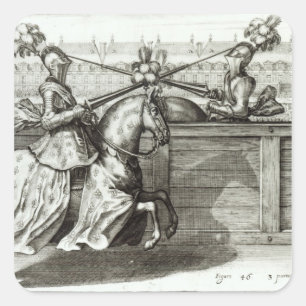 Pegatina Cuadrada Torneo de Jousting en una plaza