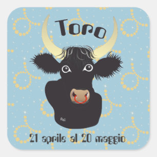 Pegatina Cuadrada Toro 21 al 20 Etichetta Aprile maggio