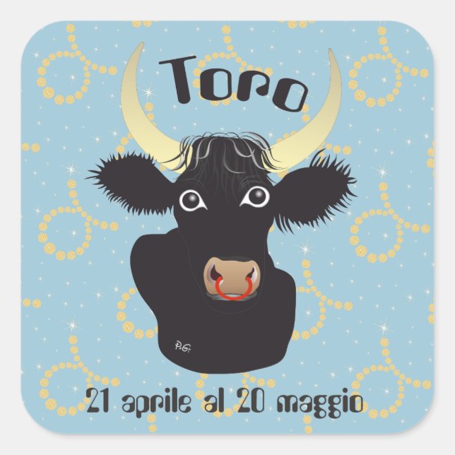Pegatina Cuadrada Toro 21 al 20 Etichetta Aprile maggio (Anverso)