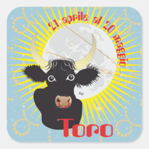 Pegatina Cuadrada Toro 21 al 20 Etichetta Aprile maggio