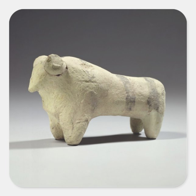 Pegatina Cuadrada Toro al estilo Ubaid, c.4000-3500 BC (terracota (Anverso)