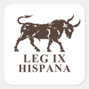 Pegatina Cuadrada Toro de la Legio IX Hispana en pigmento antiguo