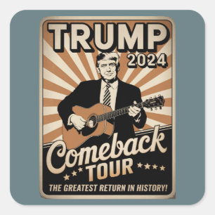 Pegatina Cuadrada TORRE COMEBACK DE Vintage TRUMP 2024 Rocks