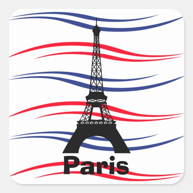 Pegatina Cuadrada Torre Eiffel (Anverso)