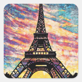 Pegatina Cuadrada Torre Eiffel