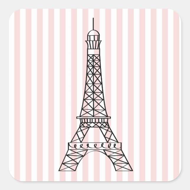Pegatina Cuadrada Torre Eiffel (Anverso)