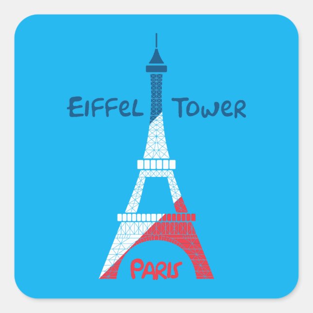 Pegatina Cuadrada Torre Eiffel (Anverso)