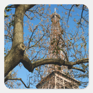 Pegatina Cuadrada Torre Eiffel de París en Francia