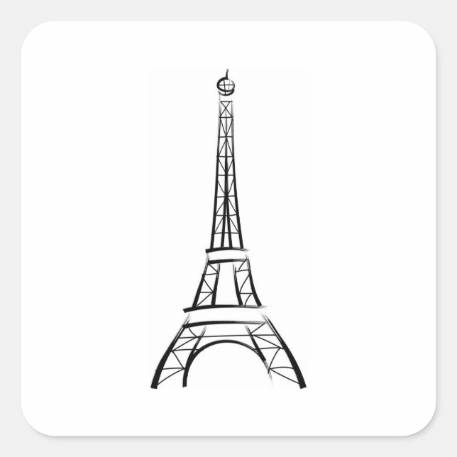 Pegatina Cuadrada Torre Eiffel de pincel (Anverso)
