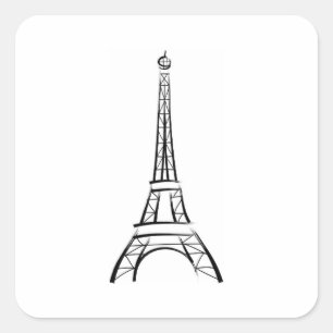 Pegatina Cuadrada Torre Eiffel de pincel