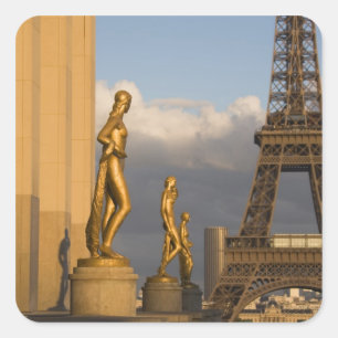 Pegatina Cuadrada Torre Eiffel desde el Palais de Chaillot, París,