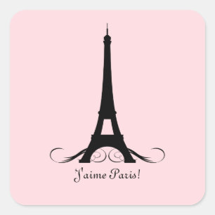 Pegatina Cuadrada ¡Torre Eiffel J'aime Paris!