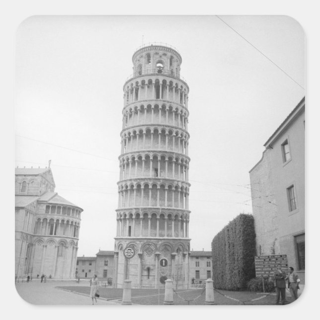 Pegatina Cuadrada Torre inclinada de Pisa (Anverso)