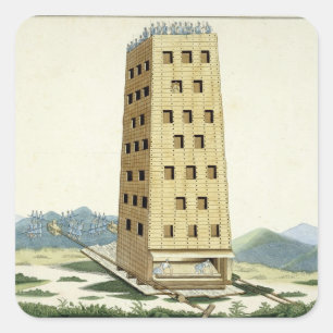 Pegatina Cuadrada Torre móvil, diseñada después de la torre de César