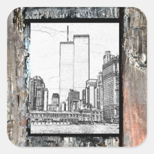 Pegatina Cuadrada Torres gemelas