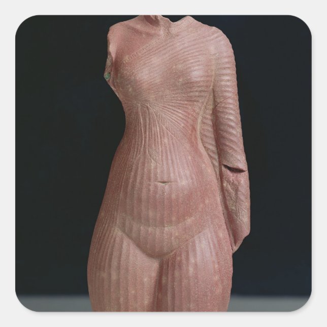 Pegatina Cuadrada Torso femenino, probablemente la reina Nefertiti (Anverso)
