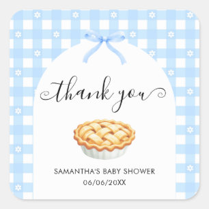 Pegatina Cuadrada Torta Azul Coqueta Baby Shower Gracias