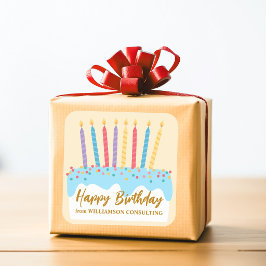 Pegatina Cuadrada Torta de Cumpleaños Chic Negocio Personalizado