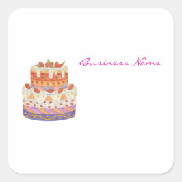 Pegatina Cuadrada Torta de dos niveles de fresa