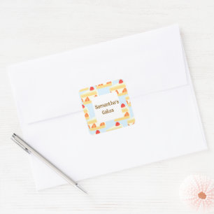 Pegatina Cuadrada Torta de fresa