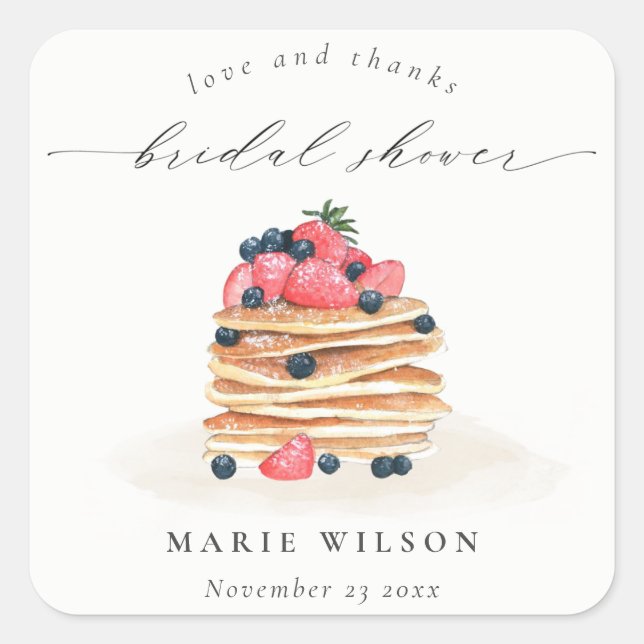 Pegatina Cuadrada Torta De Frutas Rústica Y Bonita De Acuarela Para  (Anverso)