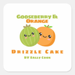 Pegatina Cuadrada Torta de llovizna Gooseberry y naranja