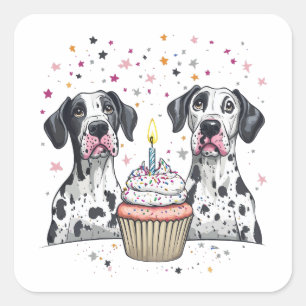 Pegatina Cuadrada Torta de los perros grandes de danés