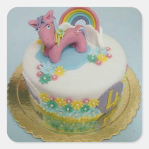 Pegatina Cuadrada Torta pony 1