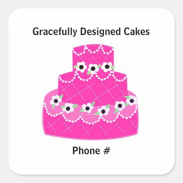 Pegatina Cuadrada Tortas diseñadas con gracia (Anverso)