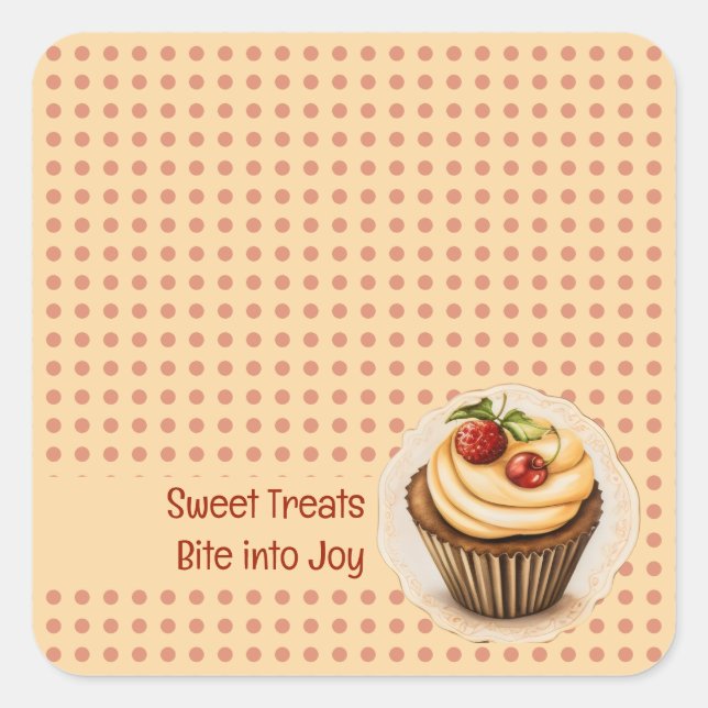 Pegatina Cuadrada Tortas y puntos (Anverso)