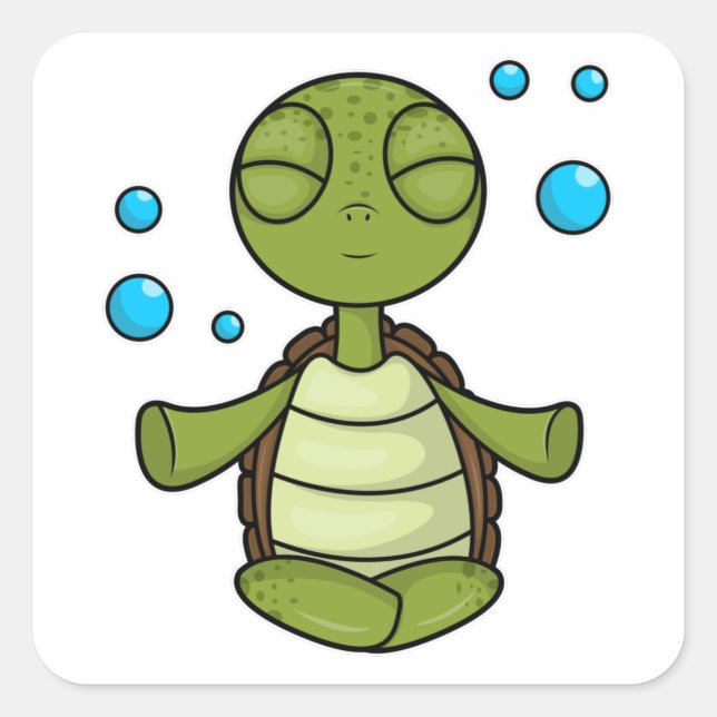 Pegatina Cuadrada Tortuga a meditar en sentarse (Anverso)