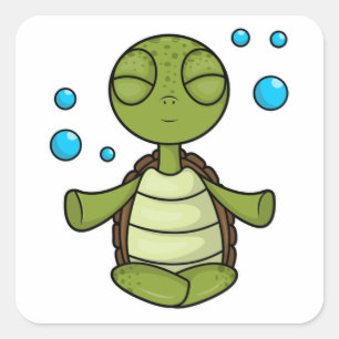Pegatina Cuadrada Tortuga a meditar en sentarse