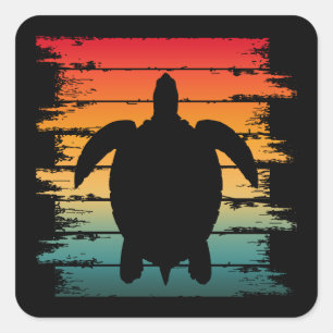 PEGATINA CUADRADA TORTUGA ANTIGUA CRIATURA MARINA REPTIL