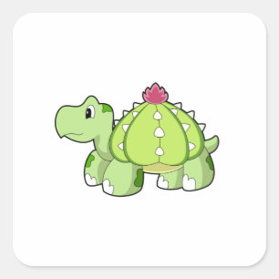 Pegatina Cuadrada Tortuga como cactus