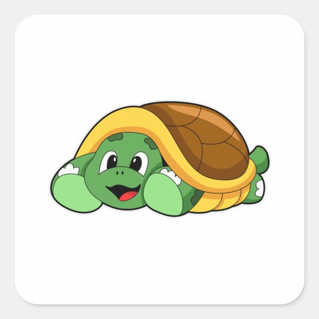 Pegatina Cuadrada Tortuga con caparazón (Anverso)